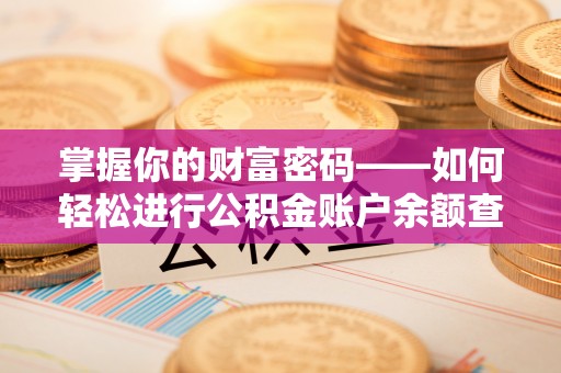 天河掌握你的财富密码——如何轻松进行公积金账户余额查询
