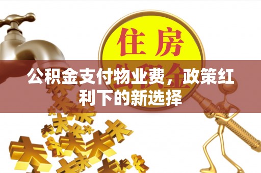 天河公积金支付物业费，政策红利下的新选择