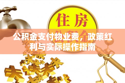 天河公积金支付物业费，政策红利与实际操作指南