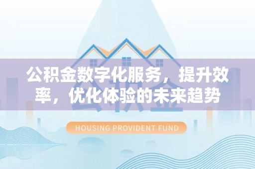 天河公积金数字化服务，提升效率，优化体验的未来趋势