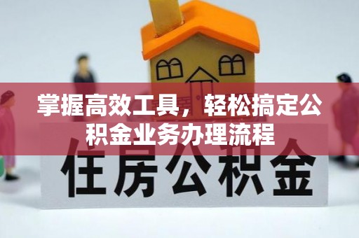 天河掌握高效工具，轻松搞定公积金业务办理流程