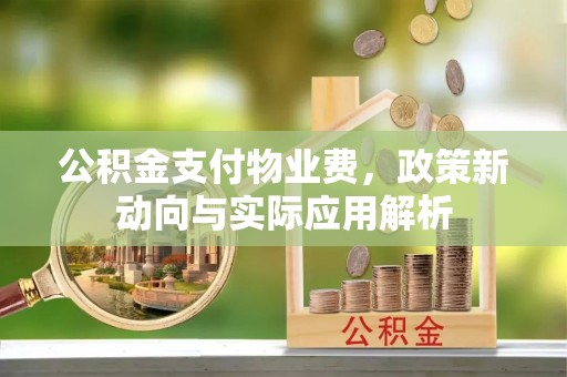 天河公积金支付物业费，政策新动向与实际应用解析